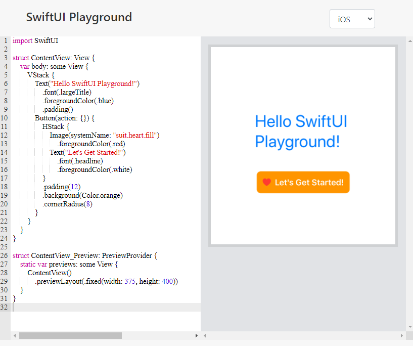SwiftUI web playground